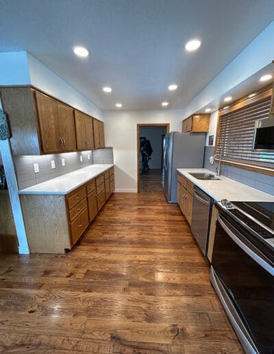 Kitchen with hardwood flooring